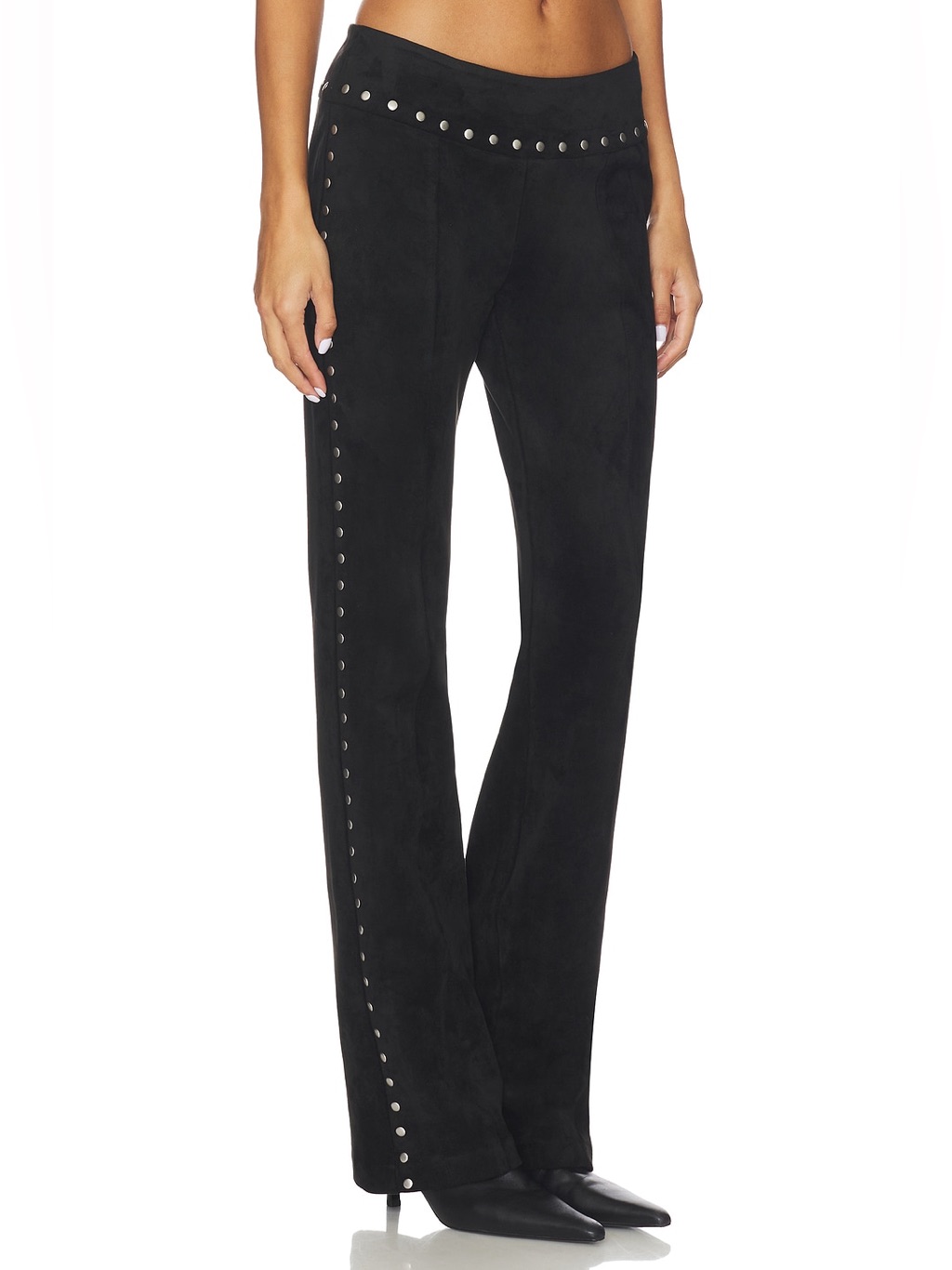 Nwt Amanda Uprichard Regency Faux Suede Studded Pants Western Black Sz M